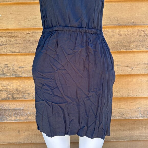 Mossimo Little Black Dress Cutout Back Pockets Light weight Mini Tank Dress Size - Picture 3 of 10